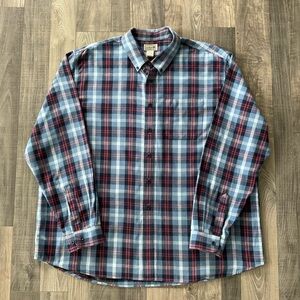 LL Bean Plaid Flannel Shirt Button Down 
# 275557
Navy Blue Red Plaid
Men’s XXL